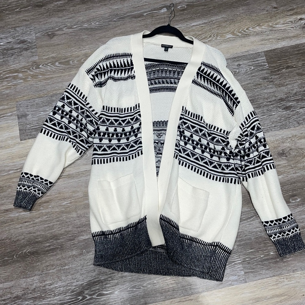 Women’s Black & White Oversized Cardigan